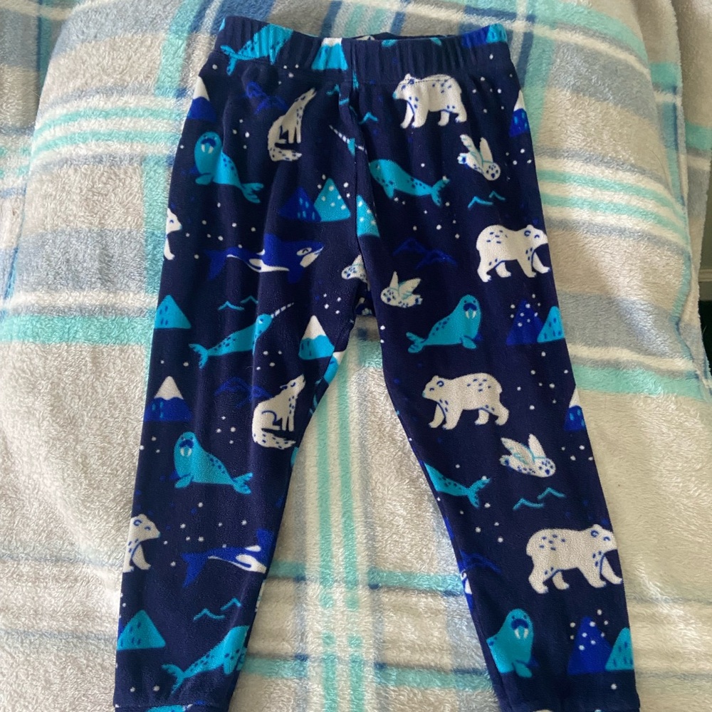 Cat & Jack Blue winter animal Print Fleece PJ pants 3T